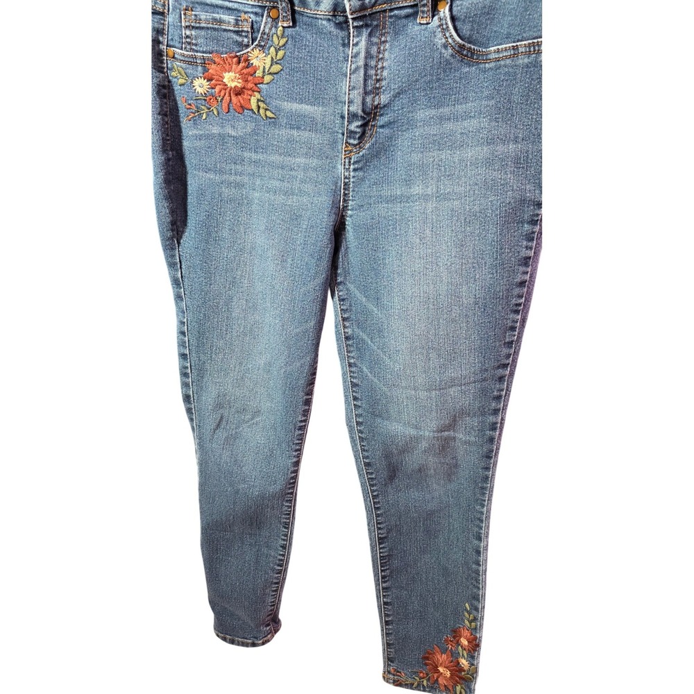 D.Jeans Womens Size 6 Floral Embroidered Ankle Skinny Jeans Medium Wash Blue - Picture 3 of 7